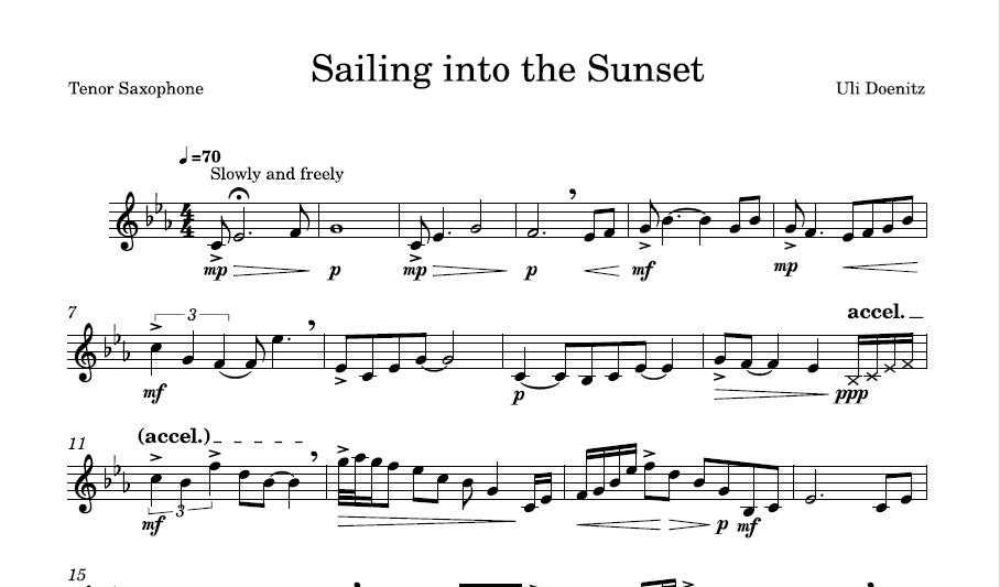 Sailing into the Sunset - SHEET MUSIC for Solo Saxophone
