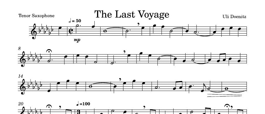 The Last Voyage - SHEET MUSIC for Solo Saxophone